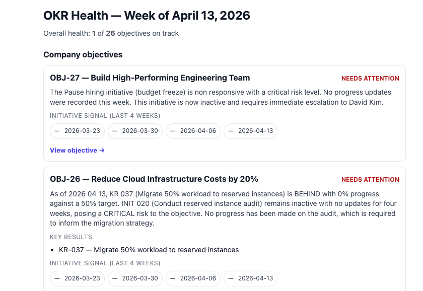 Northstar AI insights showing recommendations, risk analysis, and what needs attention
